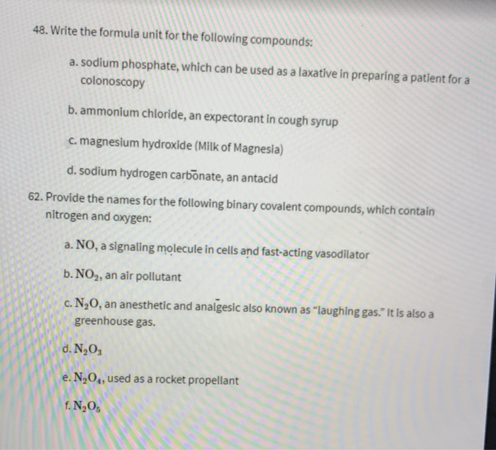 Solved 48 Write The Formula Unit For The Following Chegg Com