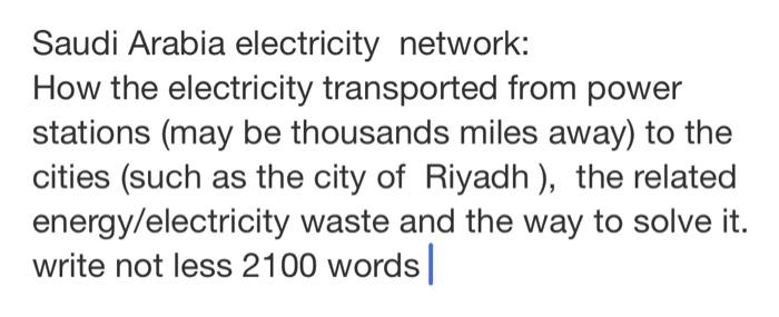 Solved Saudi Arabia Electricity Network: How The Electricity | Chegg.com