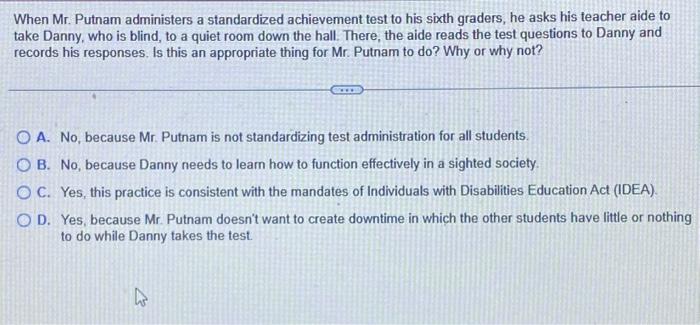 Solved When Mr. Putnam administers a standardized | Chegg.com