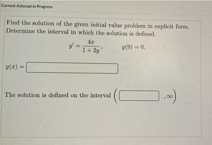 Solved Current Attempt In Progress Find The Solution Of The | Chegg.com