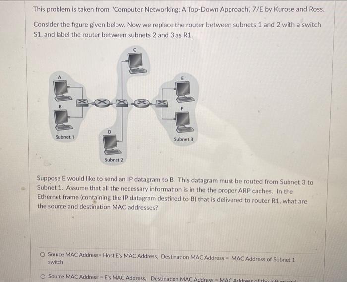 Solved This Problem Is Taken From 'Computer Networking: A | Chegg.com