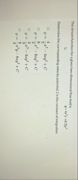 Solved The stream function for a given two-dimensional flow | Chegg.com