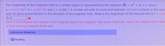 Solved The magnitude of the magnetic field in a certain | Chegg.com