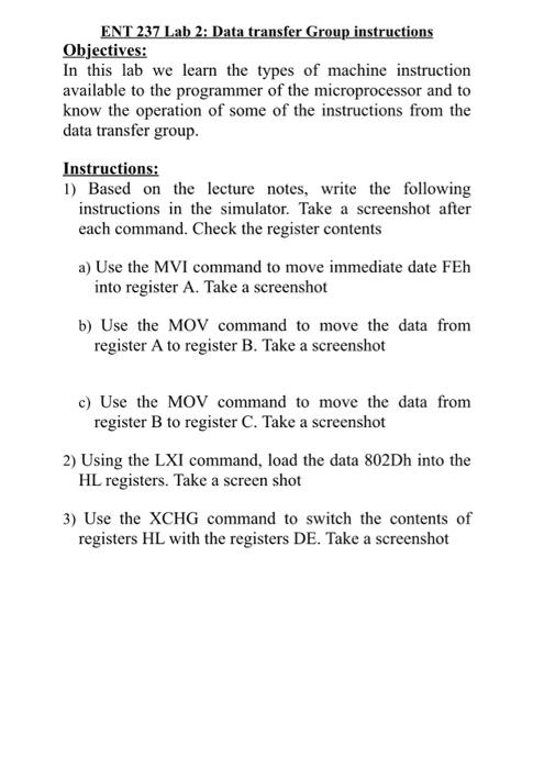 ENT 237 Lab 2: Data transfer Group instructions | Chegg.com