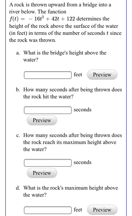 Solved A rock is thrown upward from a bridge into a river | Chegg.com