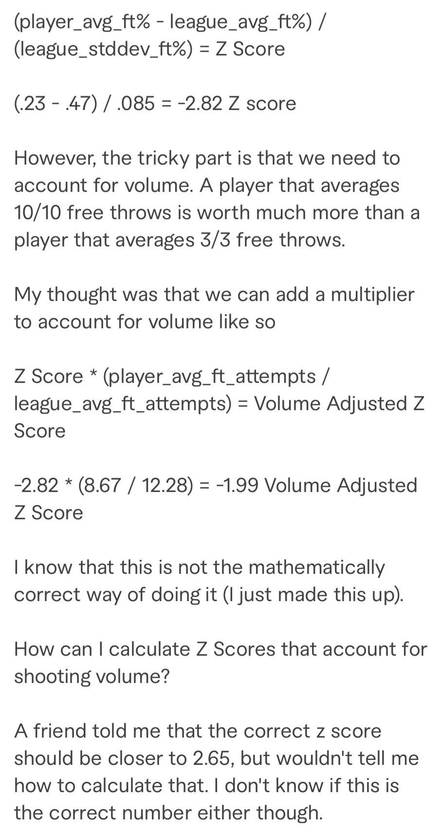 I'm doing a project on free throw percentage in