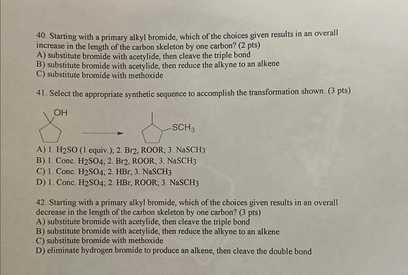 Solved Starting with a primary alkyl bromide, which of the | Chegg.com