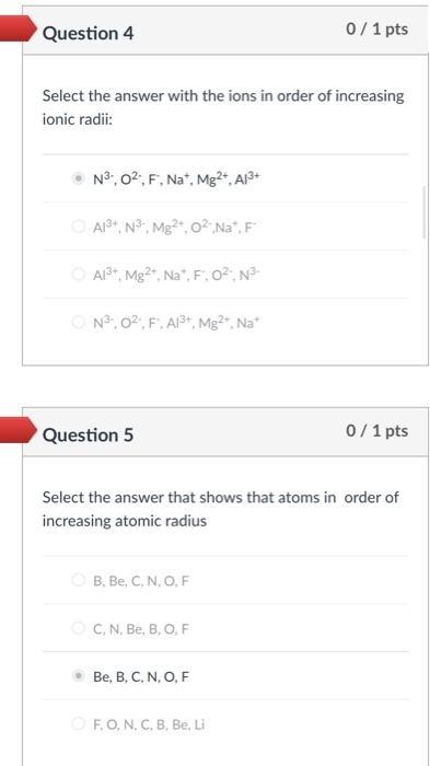 Solved Select the answer with the ions in order of | Chegg.com