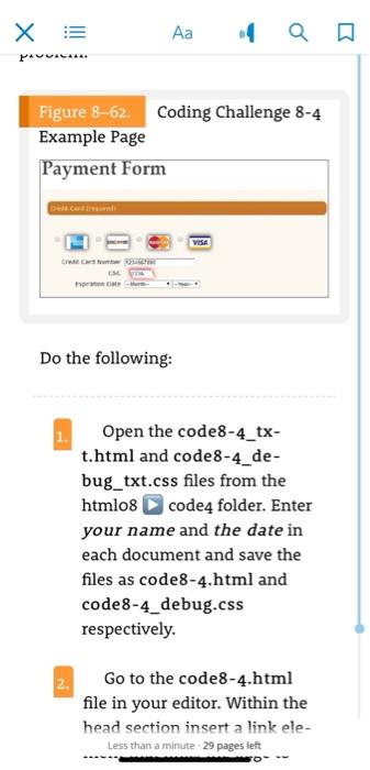 X Аа Q Figure 8–62. Coding Challenge 8-4 Example Page | Chegg.com
