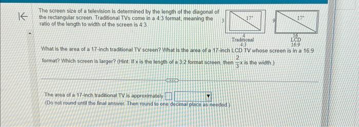 Solved The screen size of a television is determined by the | Chegg.com