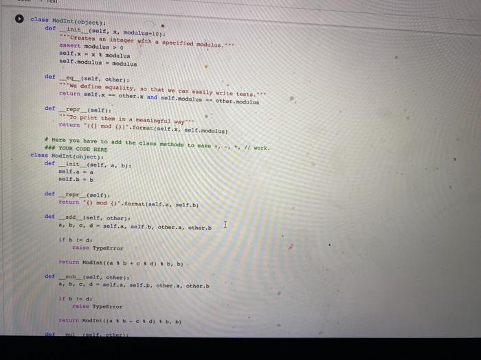 - Question 2: Modulo Arithmetic We will implement a | Chegg.com