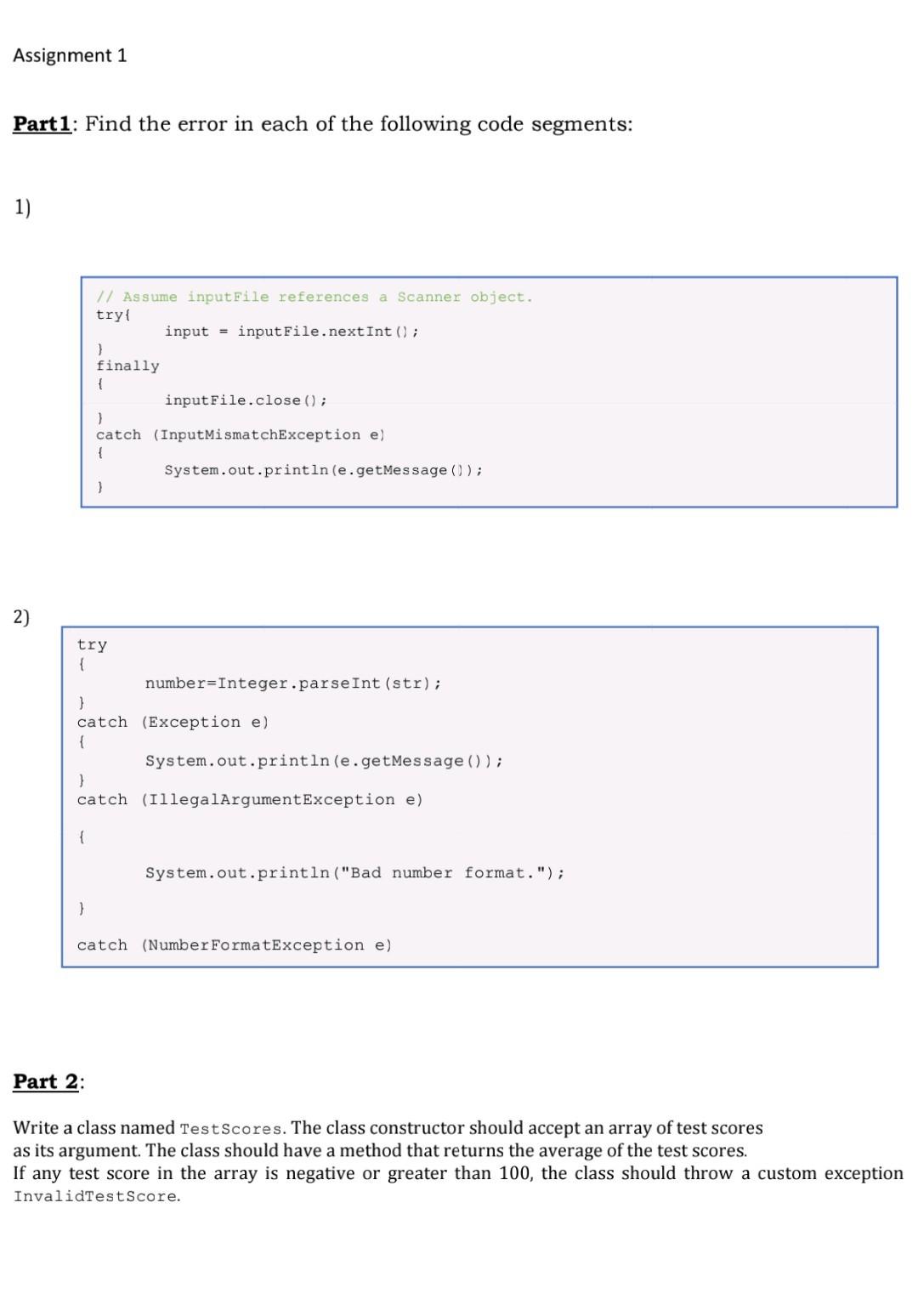 Solved Part1: Find the error in each of the following code | Chegg.com