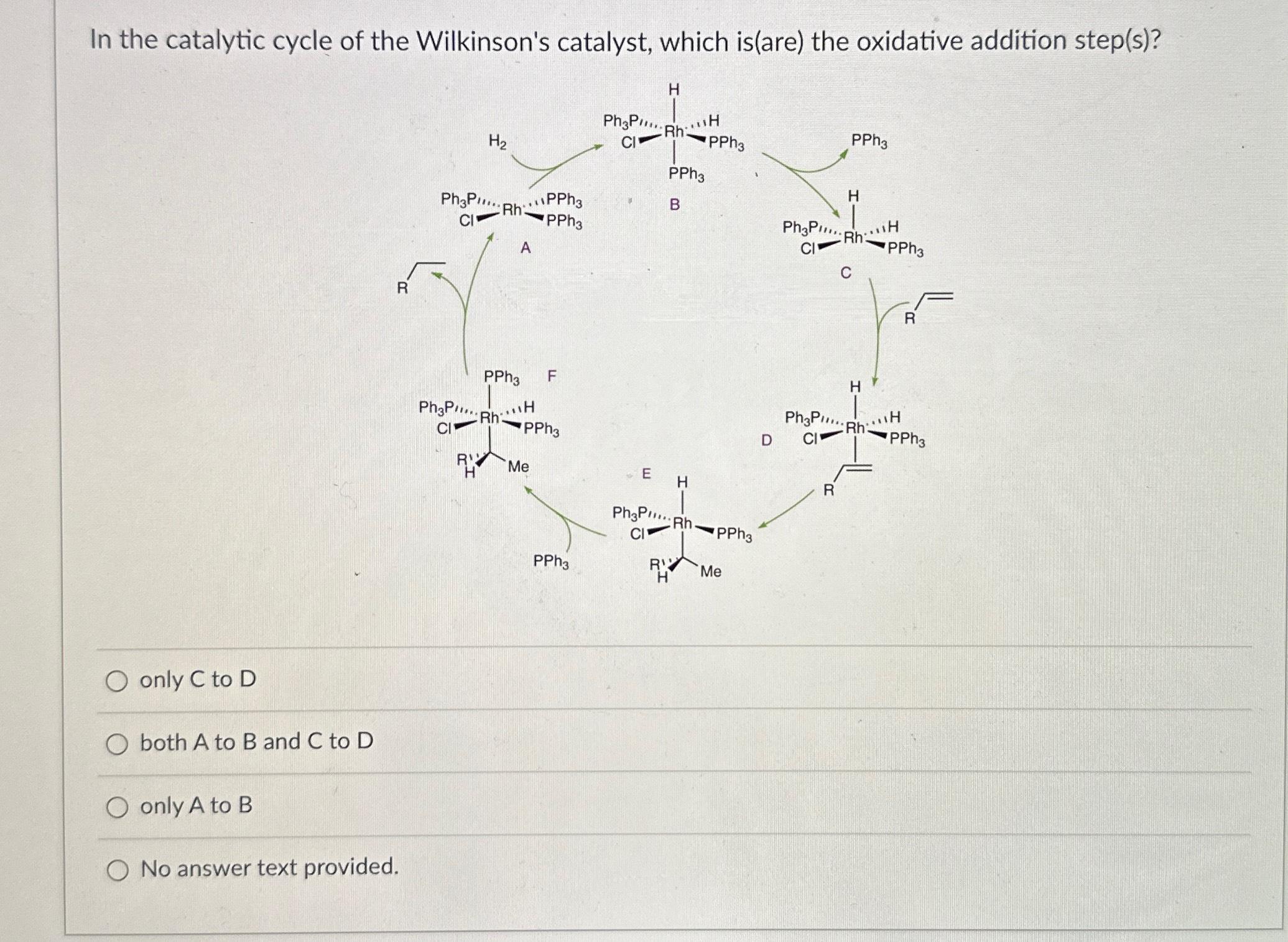 Solved In the catalytic cycle of the Wilkinson's catalyst,
