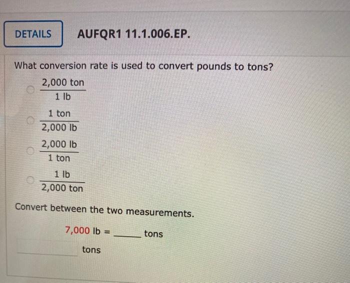 Solved DETAILS AUFQR1 11.1.006.EP. What conversion rate is Chegg