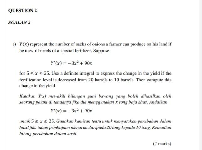 Solved Question 2 Soalan 2 A Y X Represent The Number Of Chegg Com