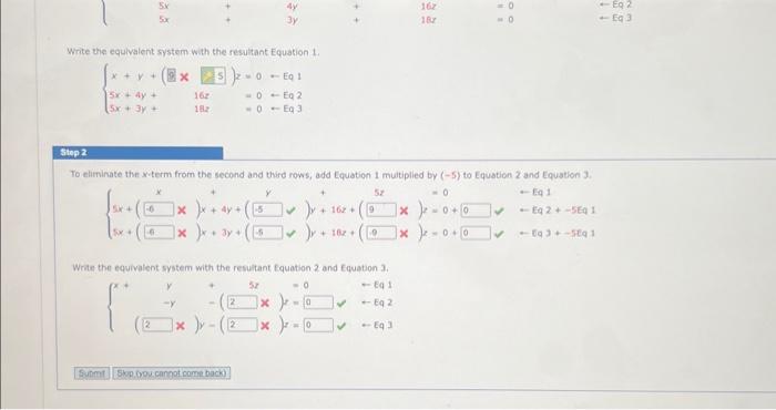 Solved Solve the system of linear equabisns and check any | Chegg.com