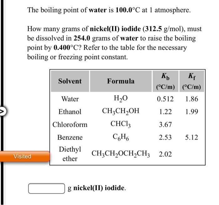 Solved The Boiling Point Of Water Is 100.0°C At 1 Atmosph