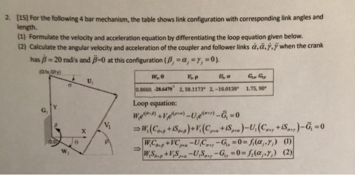 Solved Vp U 2 15 For The Following 4 Bar Mechanism Th Chegg Com