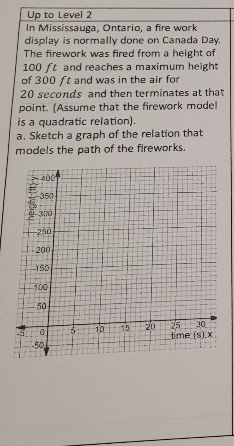 Firework Night Graphs Solved Up to Level 2In Mississauga, Ontario, a fire work | Chegg.com