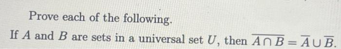 Solved Prove Each Of The Following. If A And B Are Sets In A | Chegg.com