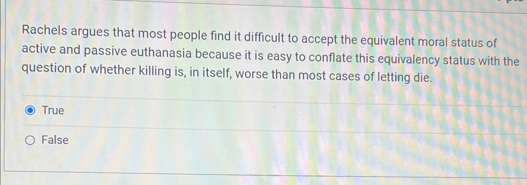 Solved Rachels argues that most people find it difficult to | Chegg.com