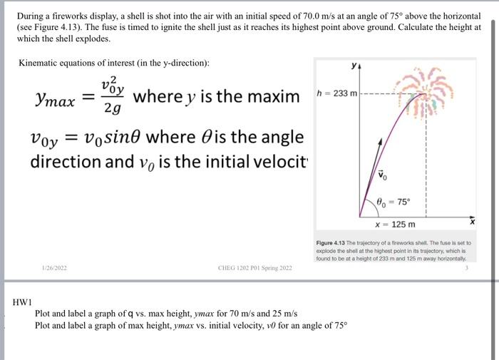 Solved During a fireworks display, a shell is shot into the | Chegg.com