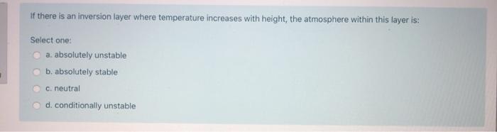Solved If there is an inversion layer where temperature | Chegg.com