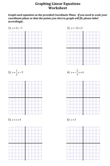 Solved Graphing Linear Equations Worksheet Graph Each Equ Chegg Com