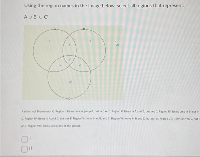 Using The Region Names In The Image Below, Select All | Chegg.com