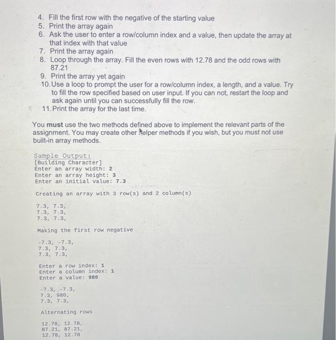 Solved Assignment 6A: The benefits of methods. Creating and | Chegg.com