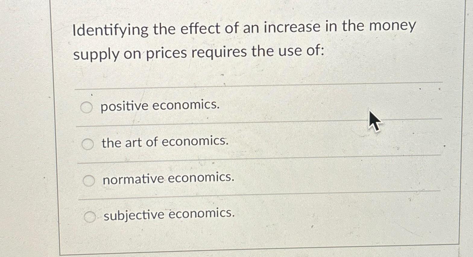 Solved Identifying the effect of an increase in the money | Chegg.com