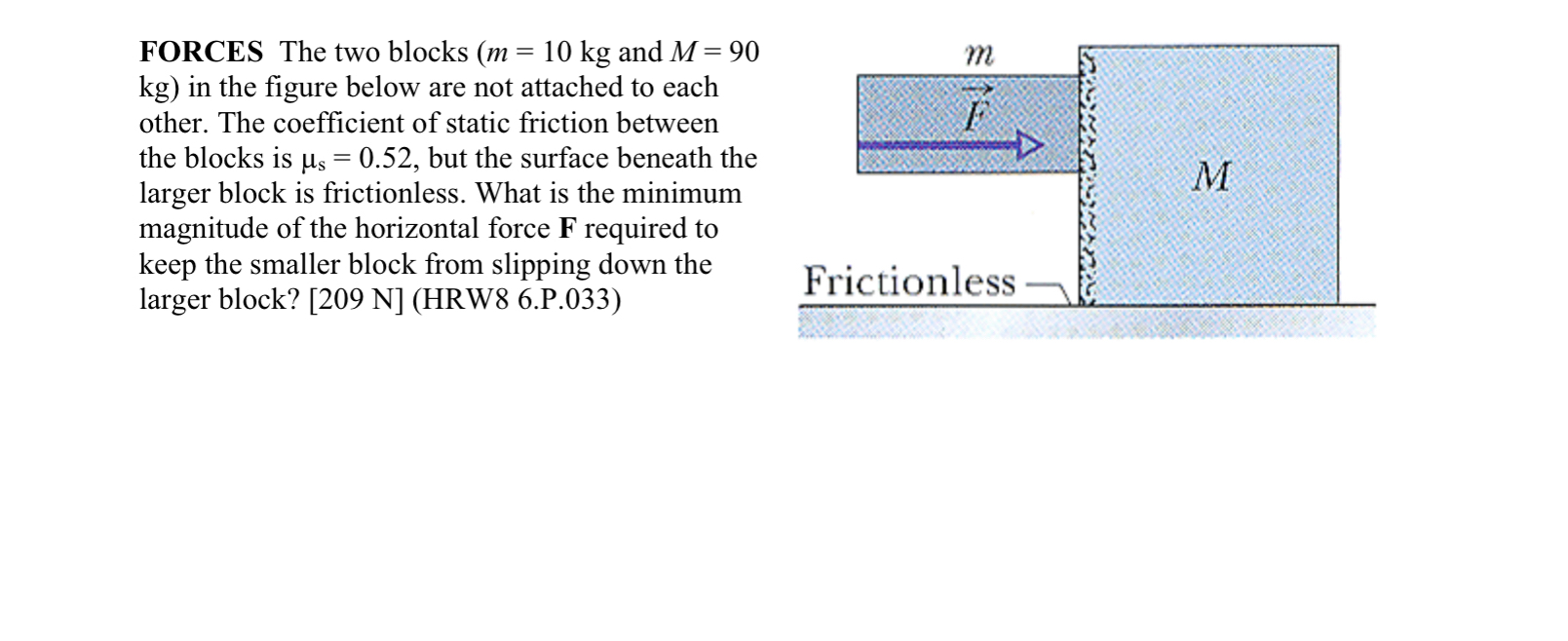 Solved FORCES The two blocks and M=90 kg ) ﻿in the figure | Chegg.com