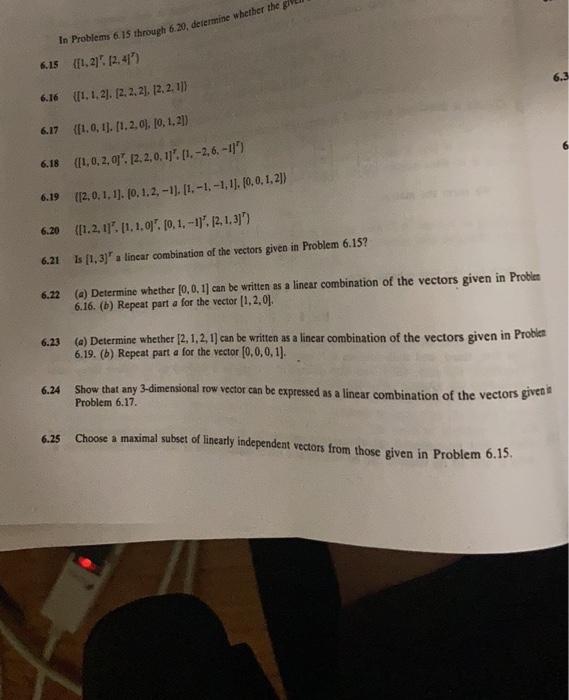 Solved In Problems 6.15 through 6.20, determine whether the | Chegg.com