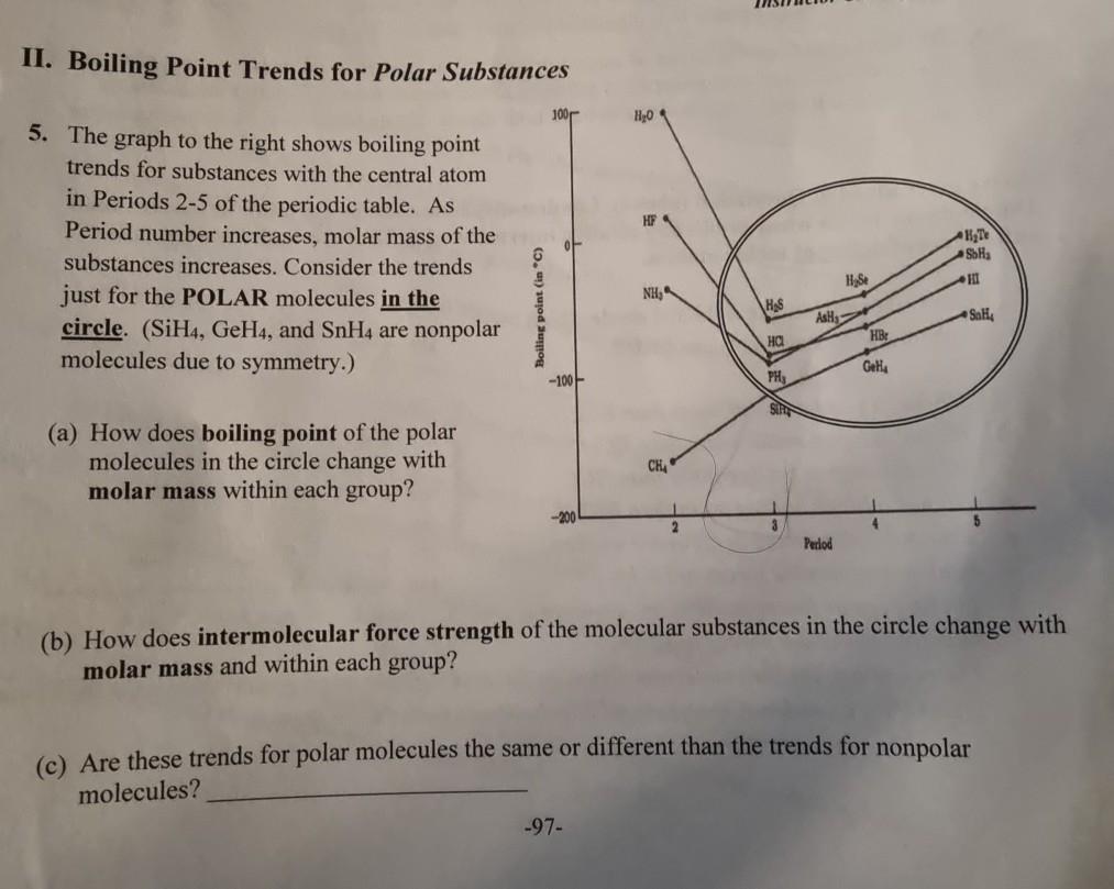 Solved II. Boiling Point Trends for Polar Substances 100 H,0 | Chegg.com