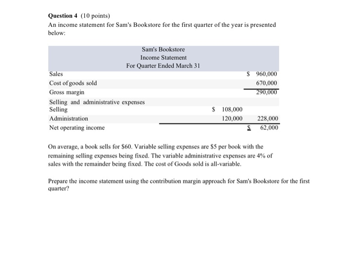 solved question 4 10 points an income statement for sam chegg com bhp billiton financial statements