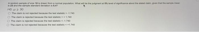 Solved A random sample of size 18 is drawn from a normal | Chegg.com