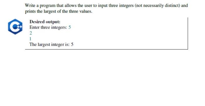 Solved Write a program that allows the user to input three | Chegg.com