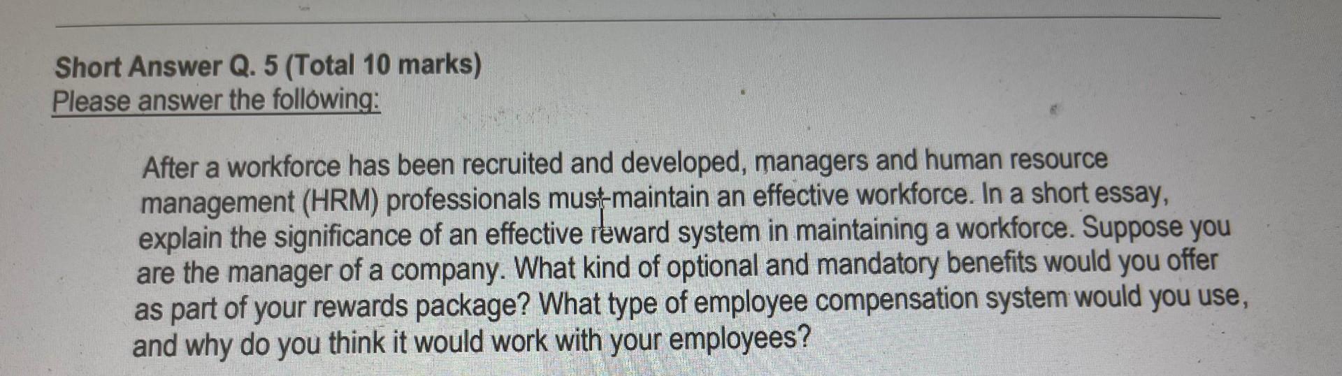 Solved Short Answer Q. 5 (Total 10 Marks) Please Answer The | Chegg.com