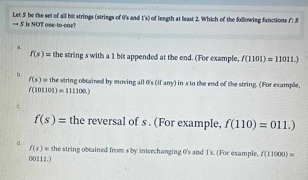 Solved Let S be the set of all bit strings (strings of O's | Chegg.com