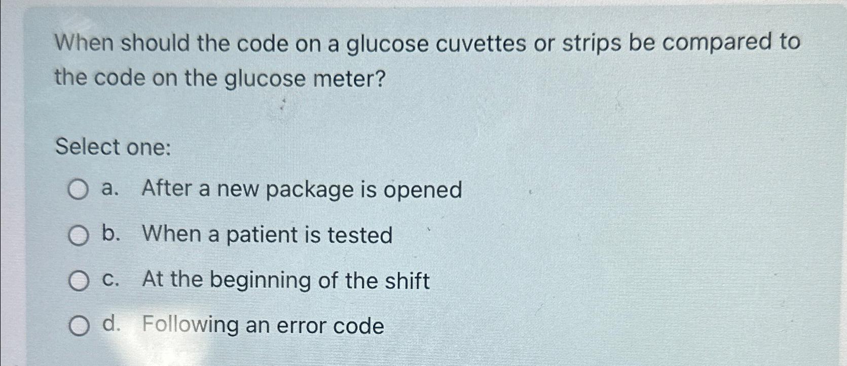 Solved When should the code on a glucose cuvettes or strips