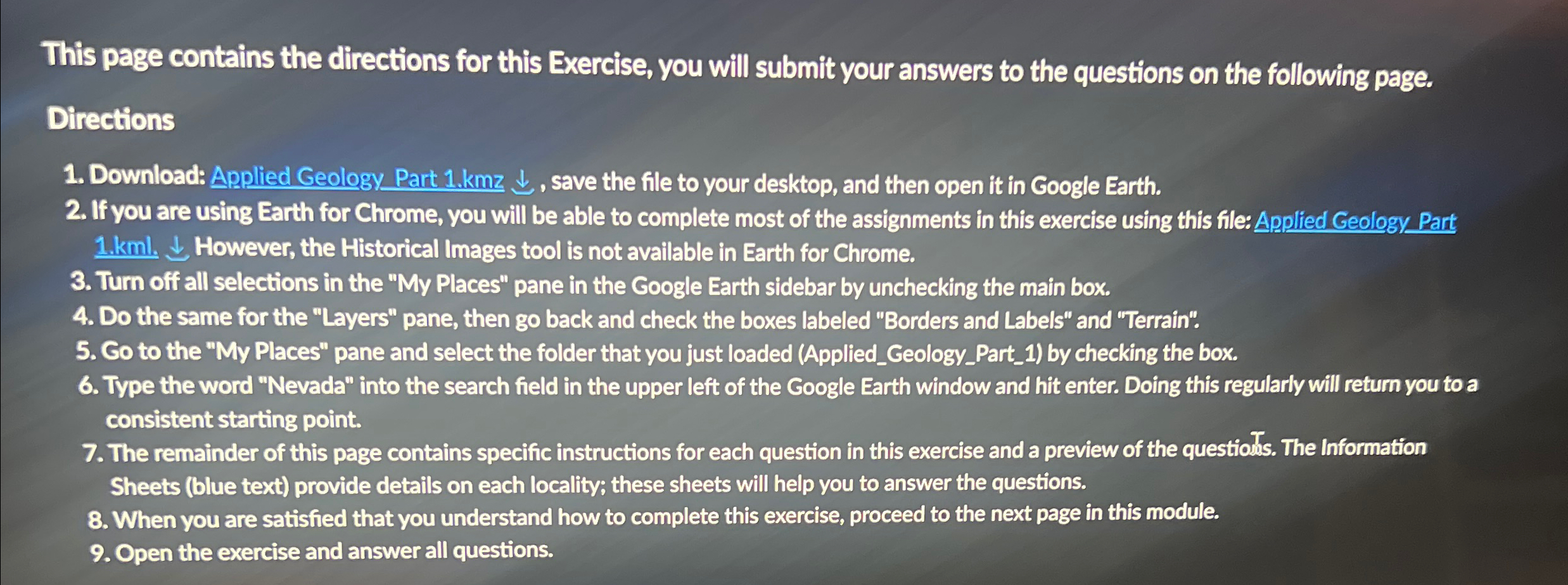 Solved This page contains the directions for this Exercise, | Chegg.com