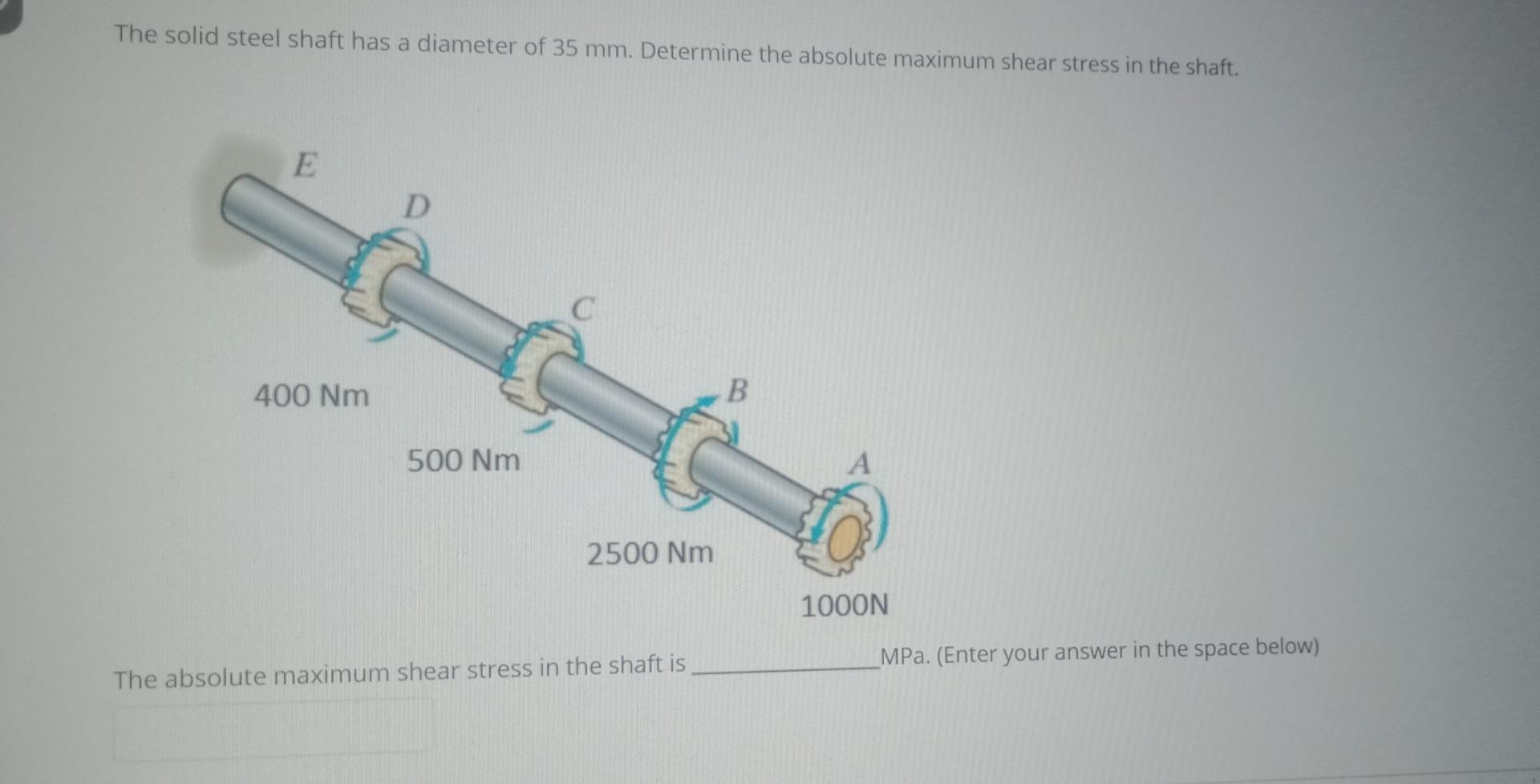 Solved The solid steel shaft has a diameter of 35 mm. | Chegg.com