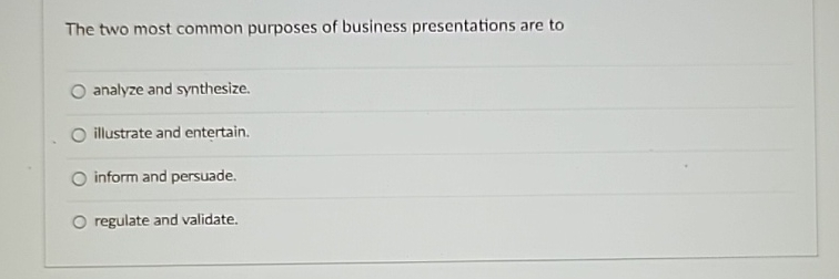 Solved The two most common purposes of business | Chegg.com