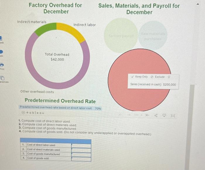 Tableau DA 2-2 (Static): Exercise, Computing cost of | Chegg.com
