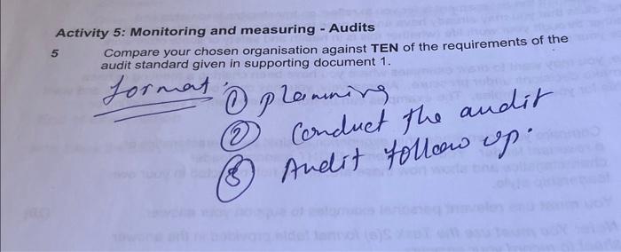 Solved Activity 5: Monitoring And Measuring - Audits Compare | Chegg.com