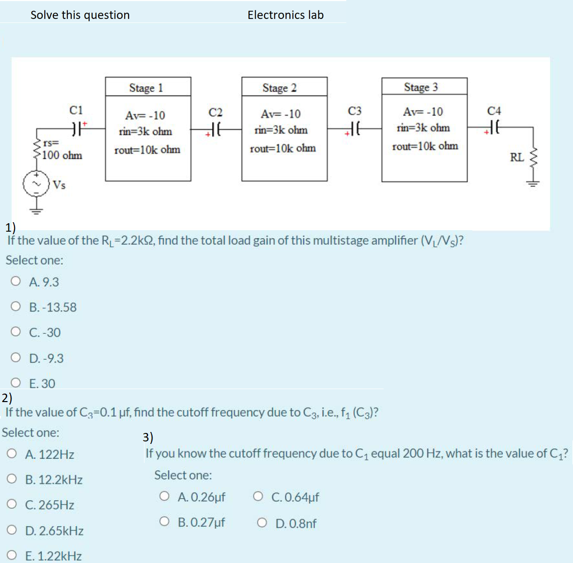 Solved Solve this question Electronics lab Stage 1 Stage 2 | Chegg.com