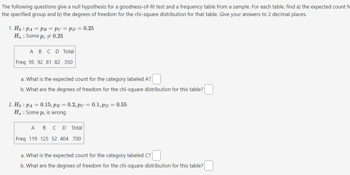 Solved The following questions give a null hypothesis for a | Chegg.com