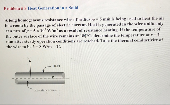 Problem 5 Heat Generation In A Solid A Long Chegg 