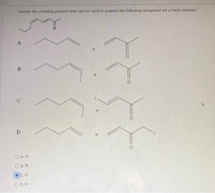 Solved Identify the coupling partners that can be used to | Chegg.com