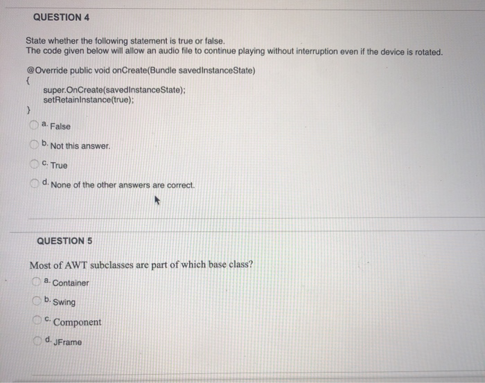 Solved QUESTION 4 State whether the following statement is | Chegg.com